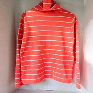 J.Crew‎ Orange & White Stripe Pullover Sweatshirt Super Soft Women's Size M